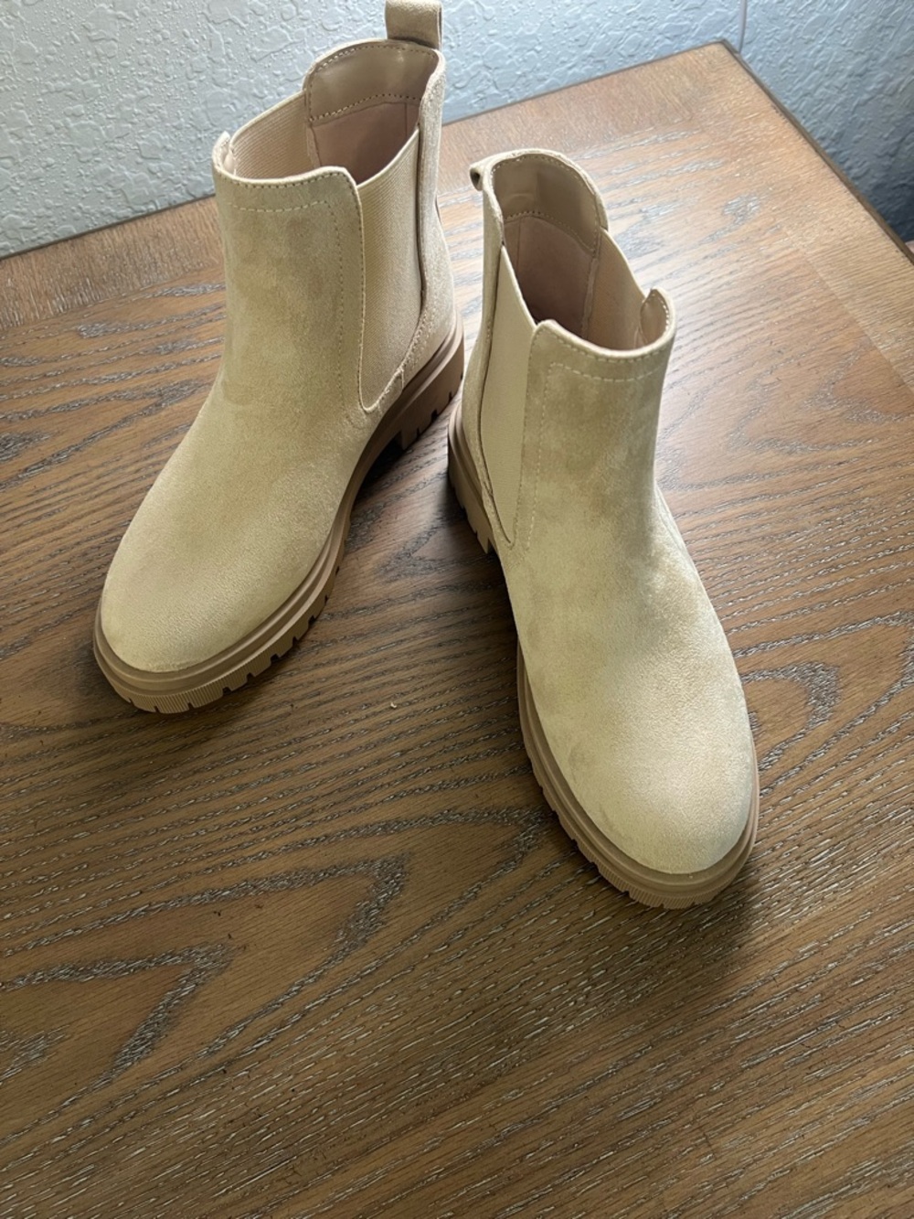 Old Navy Beige faux Suede Chelsea Ankle Boots